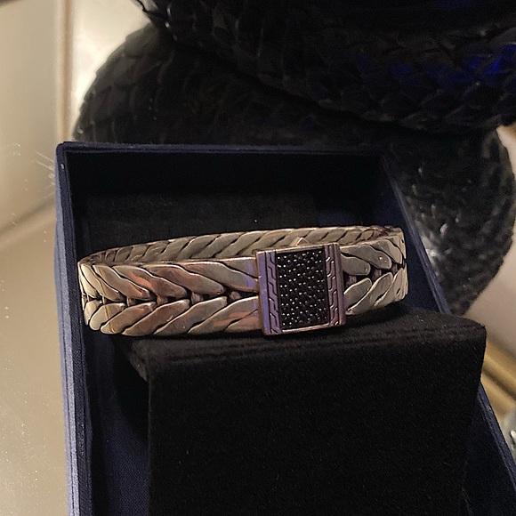 John Hardy Men's Extra-Large Modern Chain Bracelet with Black Sapphire - Picture 2 of 11